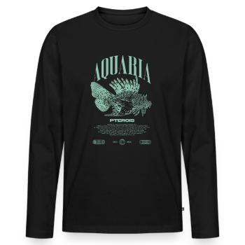 Poisson-lion marin gardien de poisson moderne streetwear - T-shirt manches longues Premium bio Homme - noir - Devant - Nico (187cm)