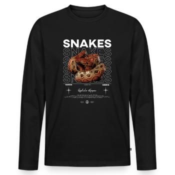 Regenbogen Boa Modern Streetwear Reptilienhalter - Männer Premium Bio Langarmshirt - Schwarz - Vorne - Nico (187cm)