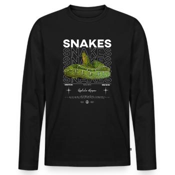 Smaragdbaum Boa Moderne Streetwear Reptilienhalterin - Männer Premium Bio Langarmshirt - Schwarz - Vorne - Nico (187cm)