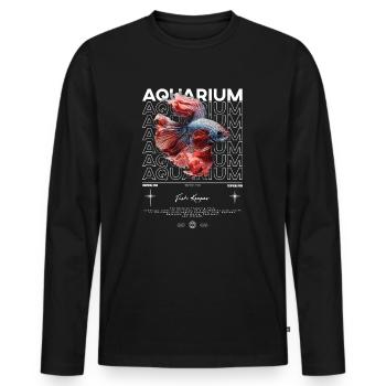 Betta Fish Keeper Moderne Streetwear - Männer Premium Bio Langarmshirt - Schwarz - Vorne - Nico (187cm)