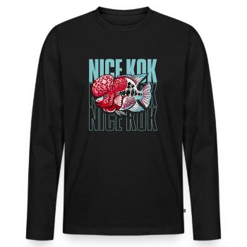 Schöner Kok Lustiger Blumenhorn-Buntbarsch Fischhalter - Männer Premium Bio Langarmshirt - Schwarz - Vorne - Nico (187cm)