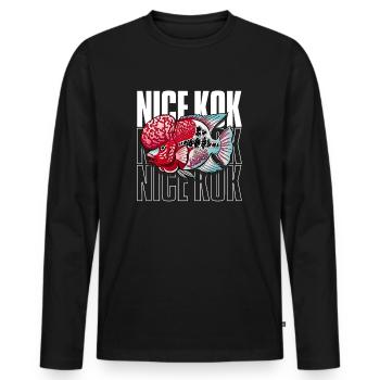 Schöner Kok Lustiger Blumenhorn-Buntbarsch Fischhalter - Männer Premium Bio Langarmshirt - Schwarz - Vorne - Nico (187cm)