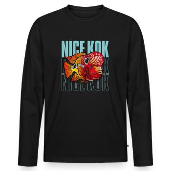 Schöner Kok Lustiger Blumenhorn-Buntbarsch Fischhalter - Männer Premium Bio Langarmshirt - Schwarz - Vorne - Nico (187cm)