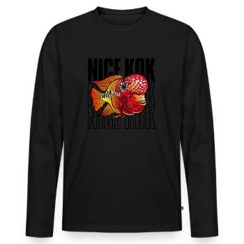 Schöner Kok Lustiger Blumenhorn-Buntbarsch Fischhalter - Männer Premium Bio Langarmshirt - Schwarz - Vorne - Nico (187cm)