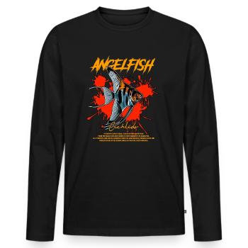 Angelfish Keeper Streetwear moderne - T-shirt manches longues Premium bio Homme - noir - Devant - Nico (187cm)