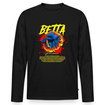 Betta Fish Keeper Streetwear moderne - T-shirt manches longues Premium bio Homme - noir - Devant - Nico (187cm)