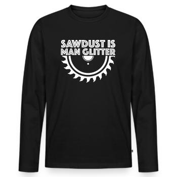 Sawdust is Men's Glitter | funny sayings - Men's Premium Organic Long Sleeve Shirt - black - Front - Nico (187cm)