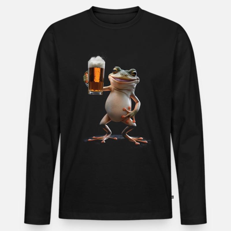 Frosch Bier - Männer Premium Bio Langarmshirt - Schwarz