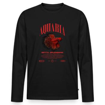 Betta Fish Keeper Moderne Streetwear - Männer Premium Bio Langarmshirt - Schwarz - Vorne - Nico (187cm)