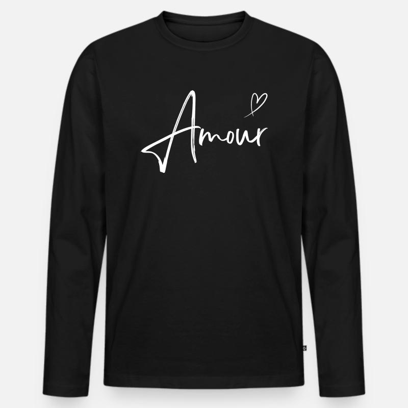 Amour - Männer Premium Bio Langarmshirt - Schwarz