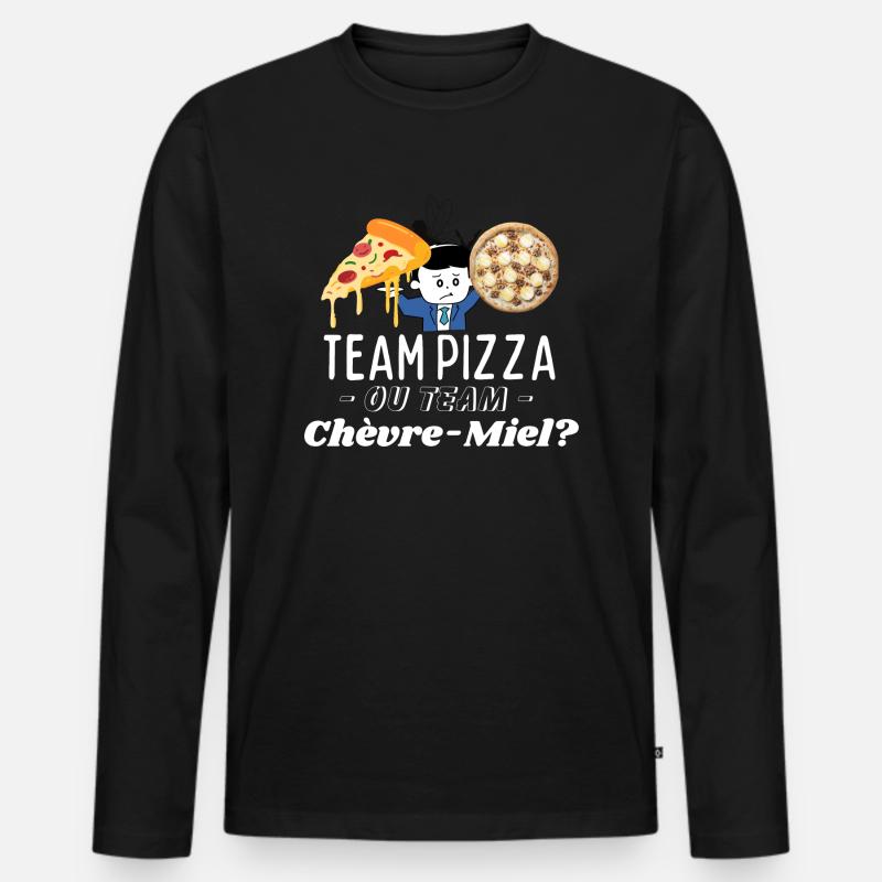 Team Pizza oder Team Chèvre-Miel? - Männer Premium Bio Langarmshirt - Schwarz