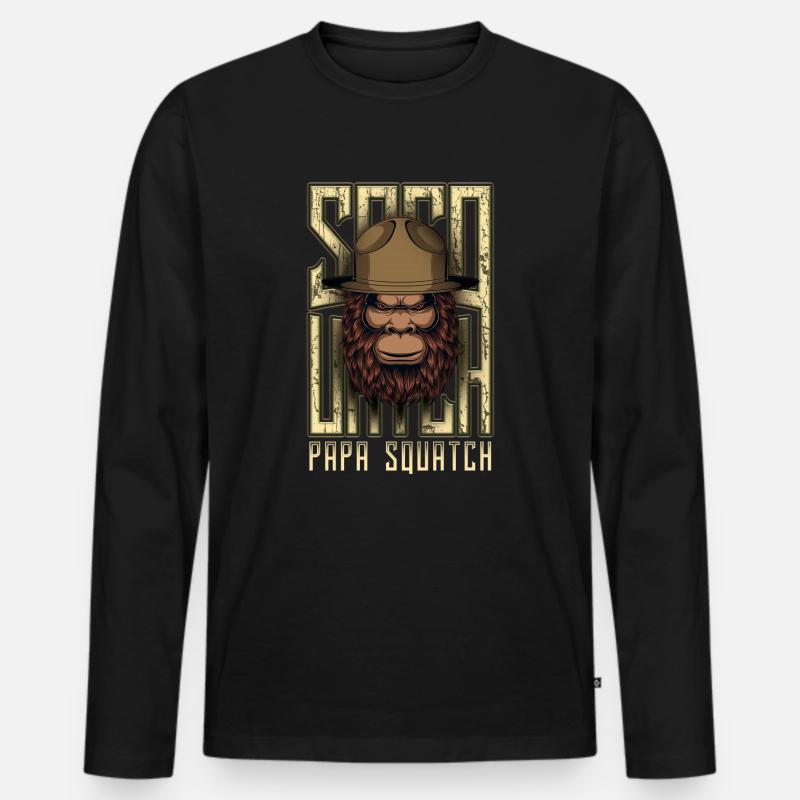 Papa Squatch Bigfoot Sasquatch - Männer Premium Bio Langarmshirt - Schwarz