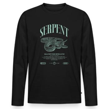 Gardien de reptiles python réticulé Streetwear - T-shirt manches longues Premium bio Homme - noir - Devant - Nico (187cm)