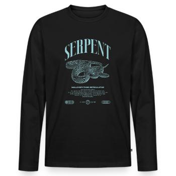 Gardien de reptiles python réticulé Streetwear - T-shirt manches longues Premium bio Homme - noir - Devant - Nico (187cm)