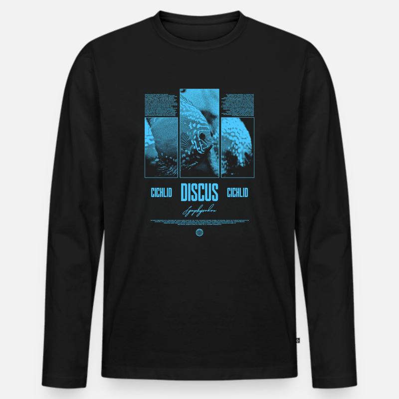 Diskusfisch Buntbarsch Aquarium Fischhalter - Männer Premium Bio Langarmshirt - Schwarz