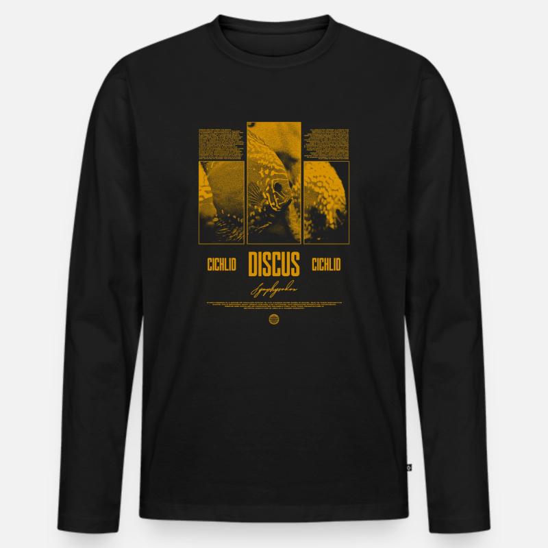 Diskusfisch Buntbarsch Aquarium Fischhalter - Männer Premium Bio Langarmshirt - Schwarz