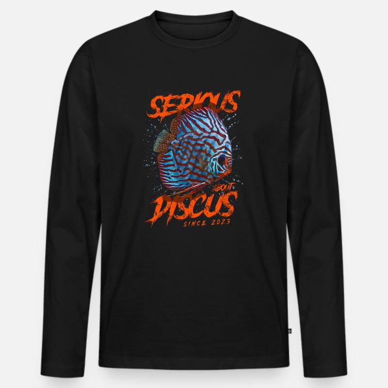 Ernsthaft mit Diskusfischen seit 2023 - Männer Premium Bio Langarmshirt - Schwarz