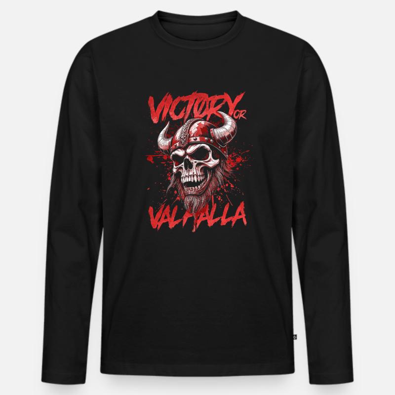 Nordischer Wikingersieg oder Walhalla - Männer Premium Bio Langarmshirt - Schwarz