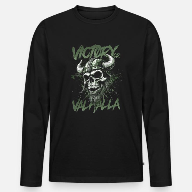 Nordischer Wikingersieg oder Walhalla - Männer Premium Bio Langarmshirt - Schwarz