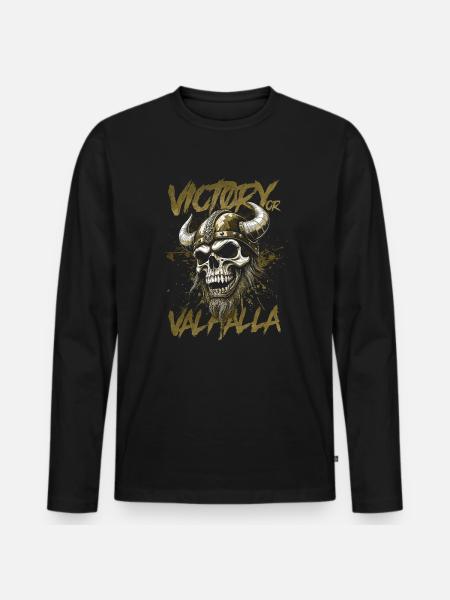 Nordischer Wikingersieg oder Walhalla - Männer Premium Bio Langarmshirt - Schwarz