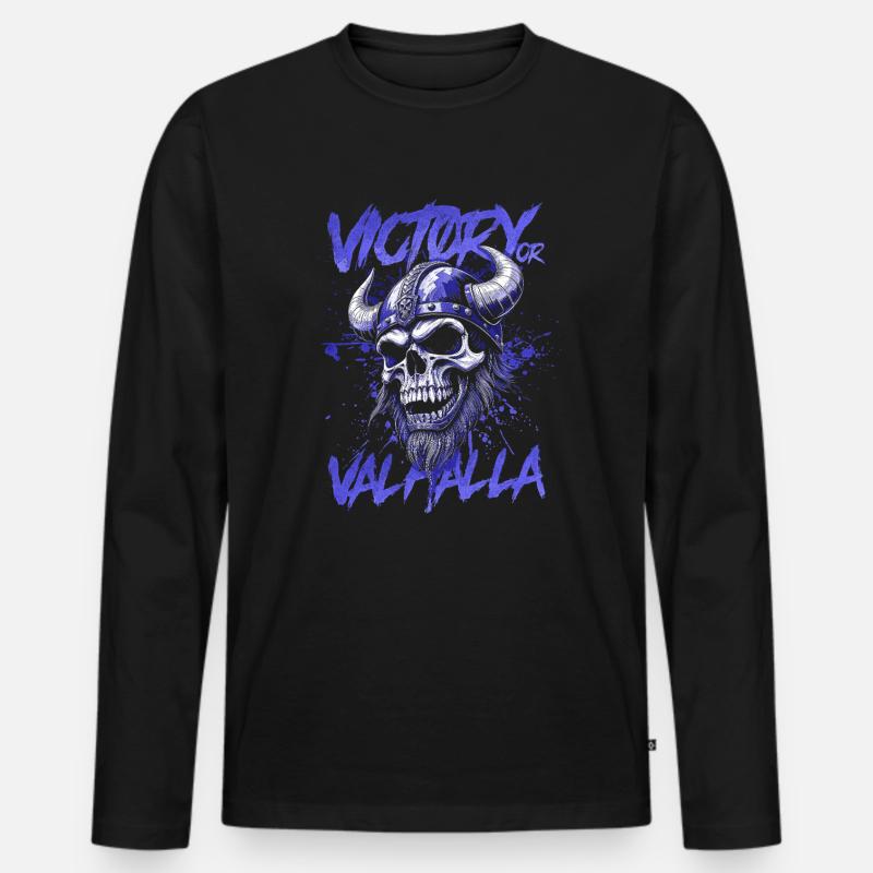 Nordischer Wikingersieg oder Walhalla - Männer Premium Bio Langarmshirt - Schwarz
