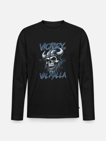 Nordischer Wikingersieg oder Walhalla - Männer Premium Bio Langarmshirt - Schwarz