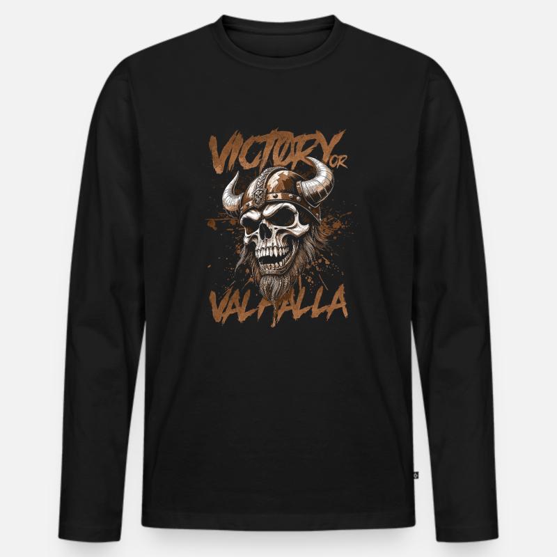 Nordischer Wikingersieg oder Walhalla - Männer Premium Bio Langarmshirt - Schwarz