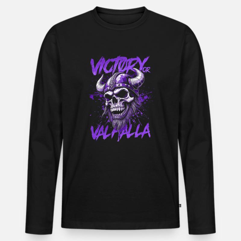 Nordischer Wikingersieg oder Walhalla - Männer Premium Bio Langarmshirt - Schwarz