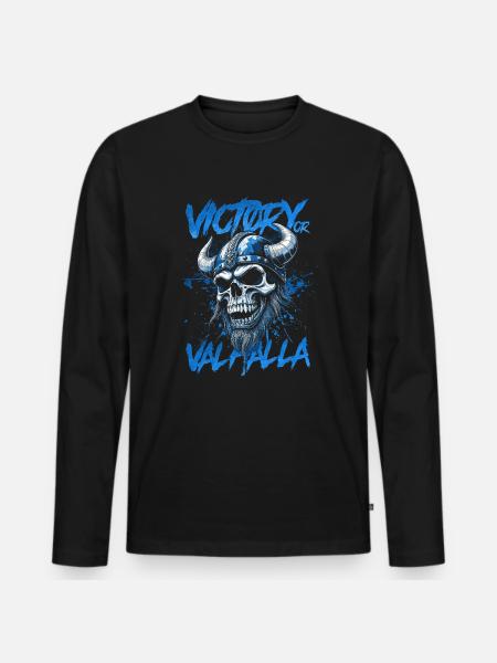 Nordischer Wikingersieg oder Walhalla - Männer Premium Bio Langarmshirt - Schwarz