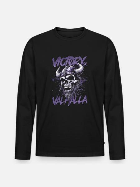 Nordischer Wikingersieg oder Walhalla - Männer Premium Bio Langarmshirt - Schwarz