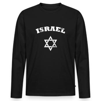 Israël étoile de David - T-shirt manches longues Premium bio Homme - noir - Devant - Nico (187cm)