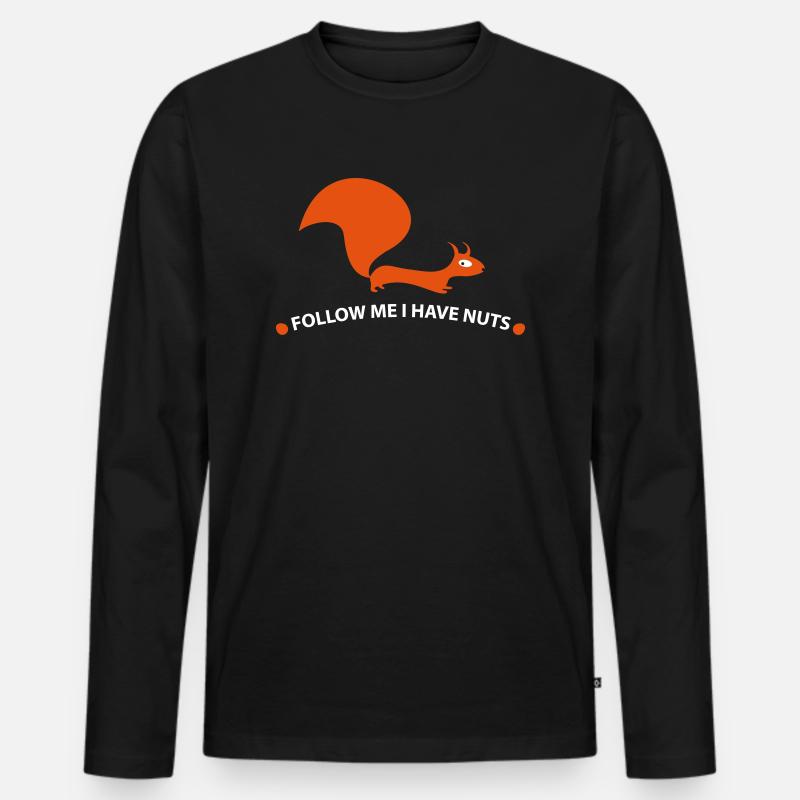 Eichhörnchen mit Nüssen - Männer Premium Bio Langarmshirt - Schwarz
