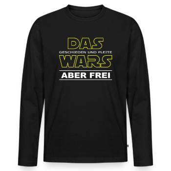 Das Wars geschieden und pleite aber frei - Männer Premium Bio Langarmshirt - Schwarz - Vorne - Nico (187cm)