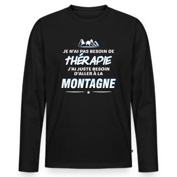 Montagne et thérapie - T-shirt manches longues Premium bio Homme - noir - Devant - Nico (187cm)