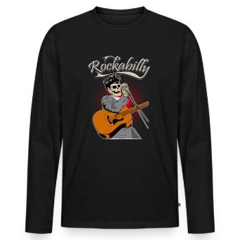 Rockabilly Pinup Rock and Roll Old School Vintage - T-shirt manches longues Premium bio Homme - noir - Devant - Nico (187cm)