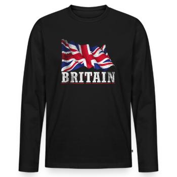 Royaume-Uni Royaume Uni Drapeau britannique - T-shirt manches longues Premium bio Homme - noir - Devant - Nico (187cm)