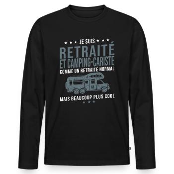 camping car retraité cadeau humour camping-car - T-shirt manches longues Premium bio Homme - noir - Devant - Nico (187cm)
