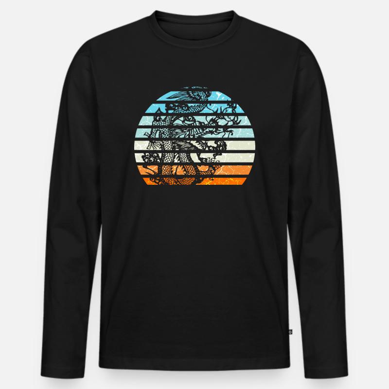 Chinesischer Drache - Männer Premium Bio Langarmshirt - Schwarz
