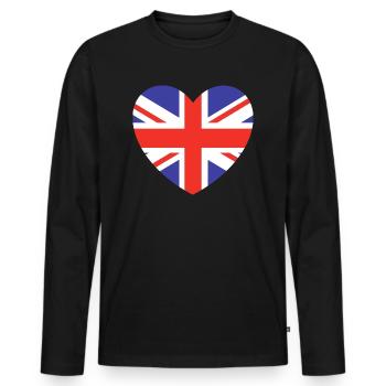 British Heart Flag - Men's Premium Organic Long Sleeve Shirt - black - Front - Nico (187cm)