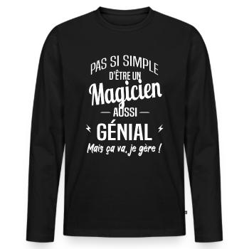 Magicien - T-shirt manches longues Premium bio Homme - noir - Devant - Nico (187cm)