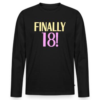 18. Geburtstag - Männer Premium Bio Langarmshirt - Schwarz - Vorne - Nico (187cm)