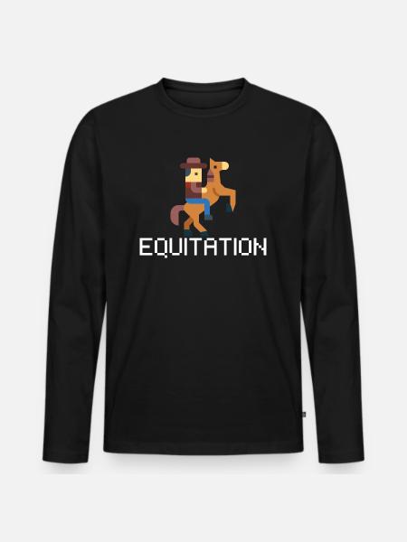 Reiten Pixel- idee Geschenk Reiter - Männer Premium Bio Langarmshirt - Schwarz