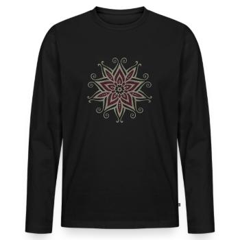 Mandala Vintage Blume - Männer Premium Bio Langarmshirt - Schwarz - Vorne - Nico (187cm)