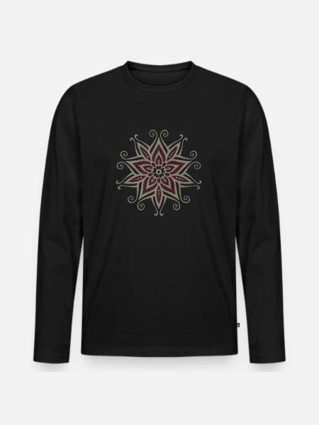 Mandala Vintage Fleur - T-shirt manches longues Premium bio Homme - noir