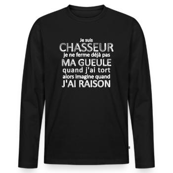 Je suis Chasseur - T-shirt manches longues Premium bio Homme - noir - Devant - Nico (187cm)