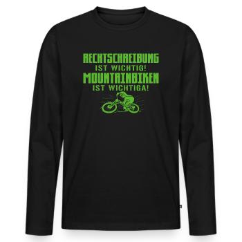 Mountainbiken wichtiger - MTB Mountainbike - Männer Premium Bio Langarmshirt - Schwarz - Vorne - Nico (187cm)