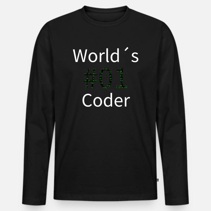 Worlds 01 Coder - Men's Premium Organic Long Sleeve Shirt - black