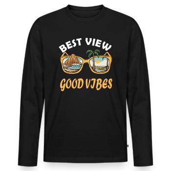 Best View Good Vibes Sunglasses Island View - Men's Premium Organic Long Sleeve Shirt - black - Front - Nico (187cm)