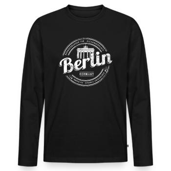 Berlin Deutschland Brandenburger Tor Vintage - Männer Premium Bio Langarmshirt - Schwarz - Vorne - Nico (187cm)