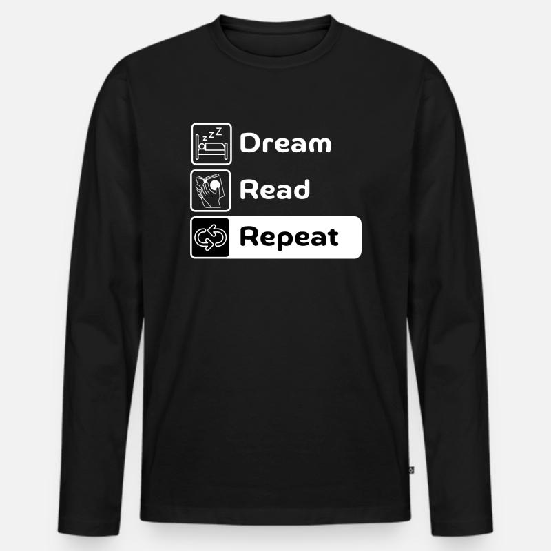 Dream Read Repeat - Männer Premium Bio Langarmshirt - Schwarz